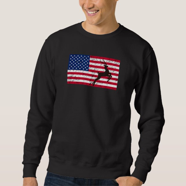 Reindeer Patriotic American Flag Sweatshirt (Front)