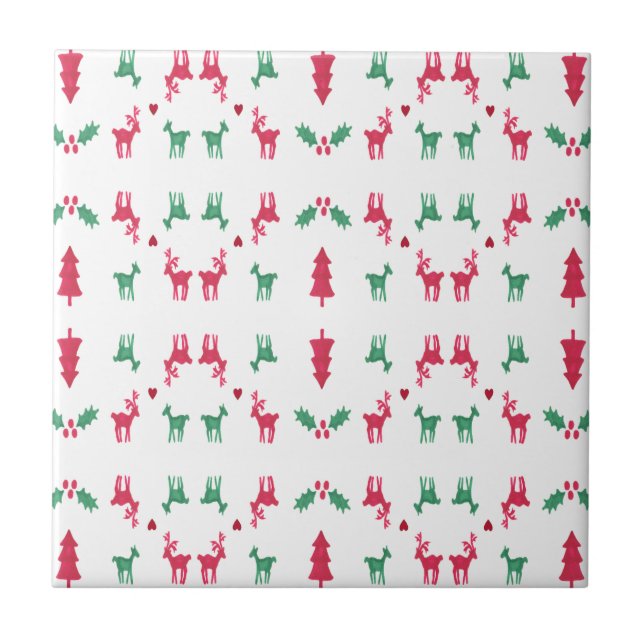 REINDEER PATTERN CERAMIC TILE (Front)