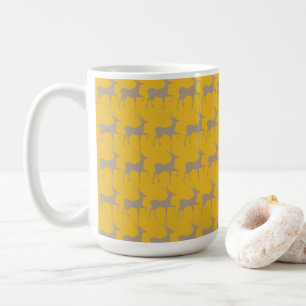 Reindeer Pattern Mug - Mustard Yellow Christmas