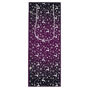 Reindeer Pattern Violet Merry Christmas Snowflake Wine Gift Bag
