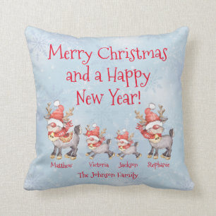 Reindeer Personalised Family Merry Christmas  Cushion