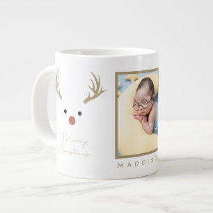 Reindeer Personalised Photo And Name Christmas Gia Large Coffee Mug