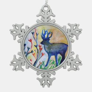 Reindeer Pewter Snowflake Decoration