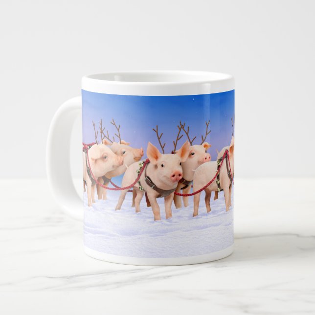 Reindeer Pigs Large Coffee Mug (Front Left)
