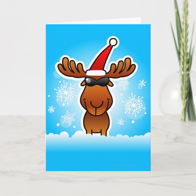 Reindeer Playing Santa Holiday Card (Front)