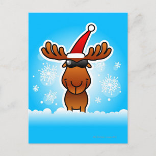 Reindeer Playing Santa Holiday Postcard