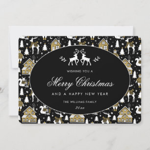 Reindeer Polar Bears Squirrels Houses Trees Holiday Card