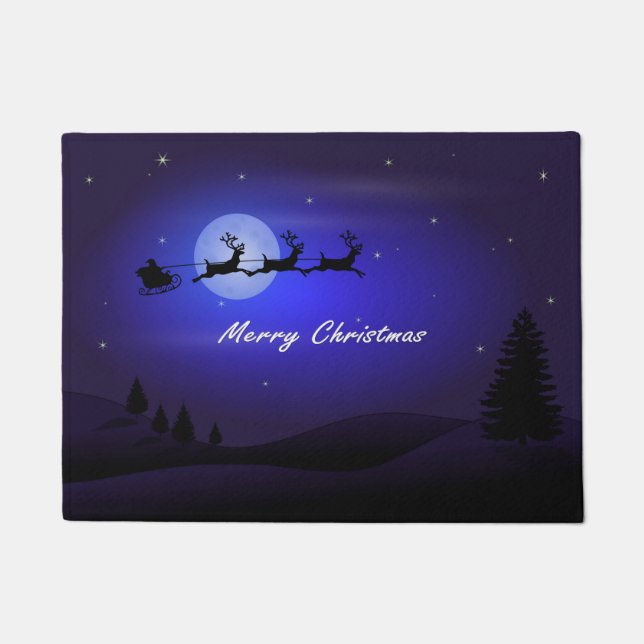 Reindeer pulling Santa's Sleigh Doormat (Front)