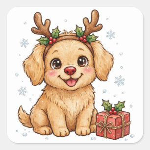 Reindeer Puppy Christmas Dog Sticker