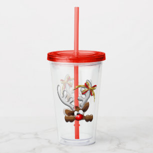 Reindeer Puzzled Funny Christmas Character Acrylic Tumbler