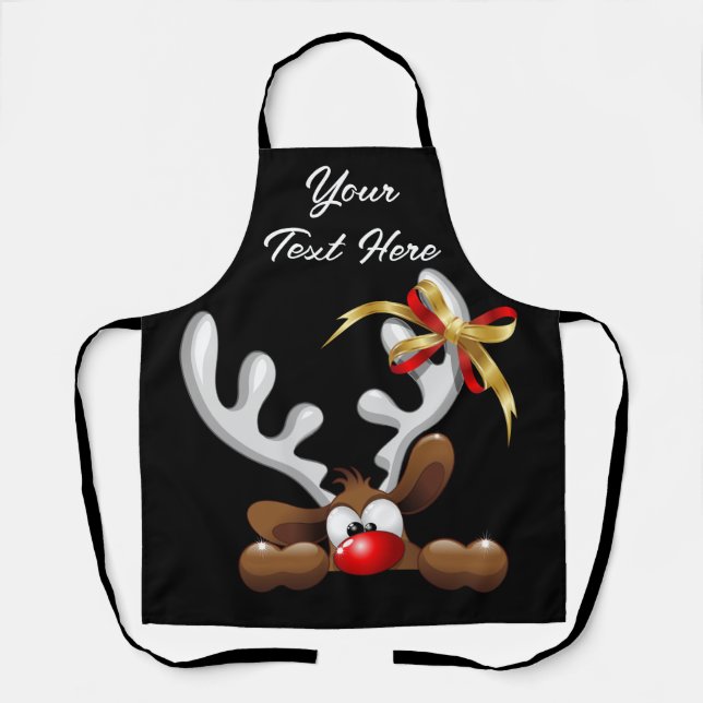 Reindeer Puzzled Funny Christmas Character Apron (Front)