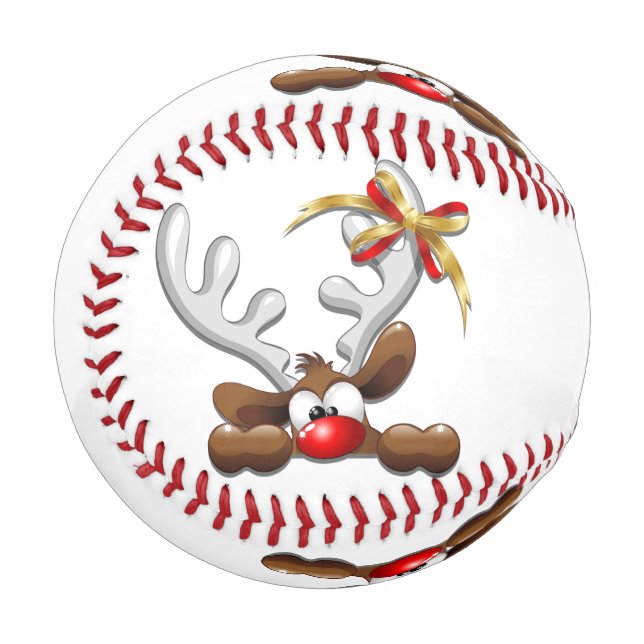 Reindeer Puzzled Funny Christmas Character Baseball (Front Left)
