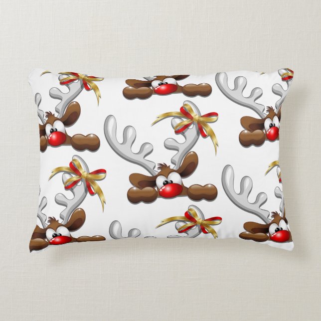 Reindeer Puzzled Funny Christmas Character Decorative Cushion (Front)
