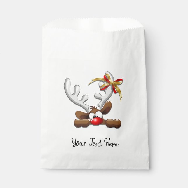 Reindeer Puzzled Funny Christmas Character Favour Bag (Front)