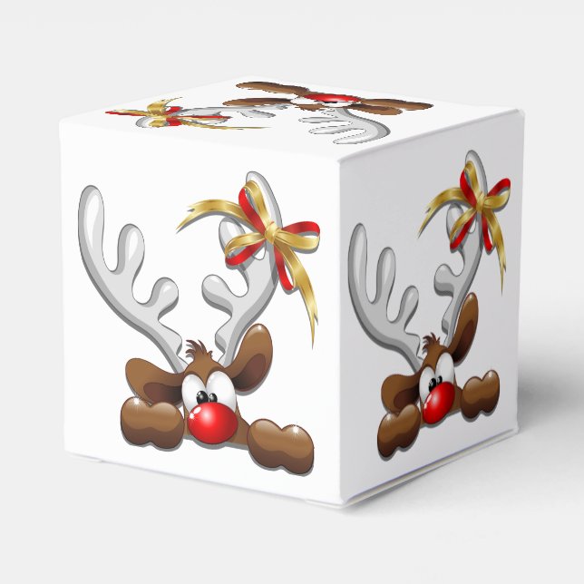 Reindeer Puzzled Funny Christmas Character Favour Box (Back Side)