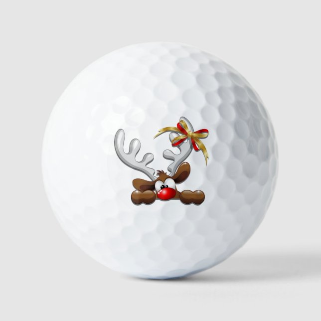 Reindeer Puzzled Funny Christmas Character Golf Balls (Front)