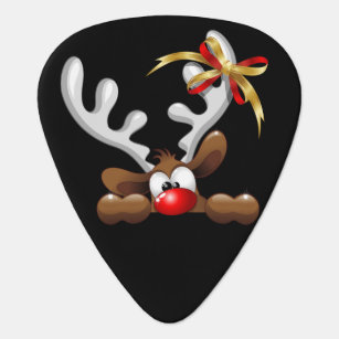 Reindeer Puzzled Funny Christmas Character Guitar Pick