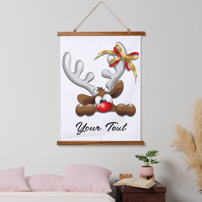 Reindeer Puzzled Funny Christmas Character Hanging Tapestry (Bedroom)