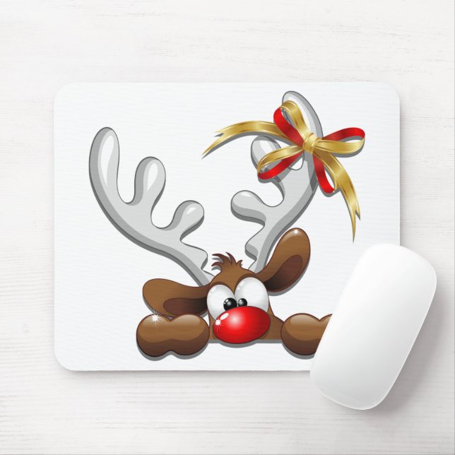 Reindeer Puzzled Funny Christmas Character Mouse Pad (With Mouse)