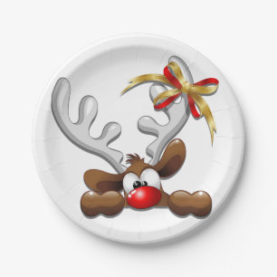 Reindeer Puzzled Funny Christmas Character Paper Plate