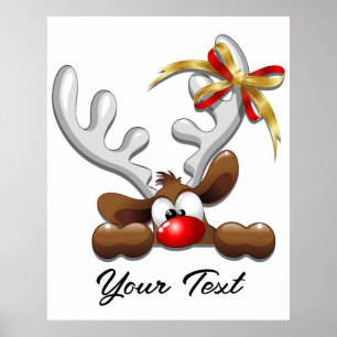 Reindeer Puzzled Funny Christmas Character Poster
