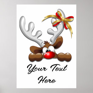 Reindeer Puzzled Funny Christmas Character Poster