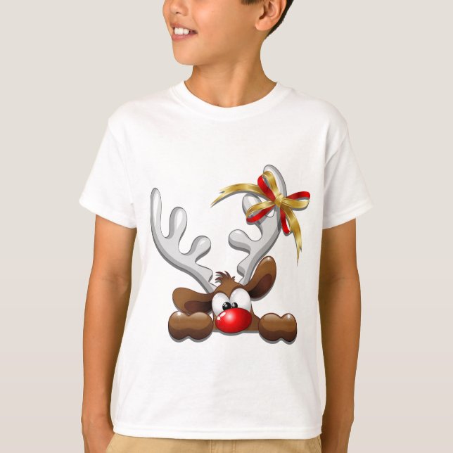 Reindeer Puzzled Funny Christmas Character T-Shirt (Front)