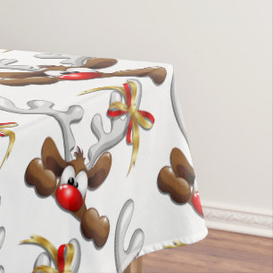 Reindeer Puzzled Funny Christmas Character Tablecloth
