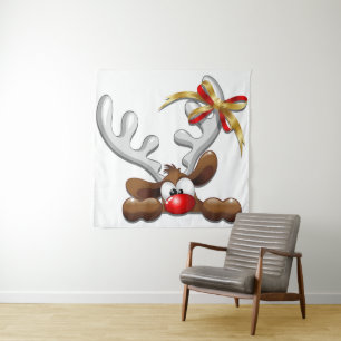 Reindeer Puzzled Funny Christmas Character Tapestry