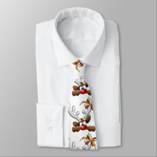 Reindeer Puzzled Funny Christmas Character Tie