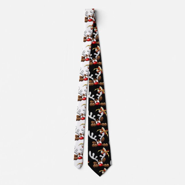 Reindeer Puzzled Funny Christmas Character Tie (Back)