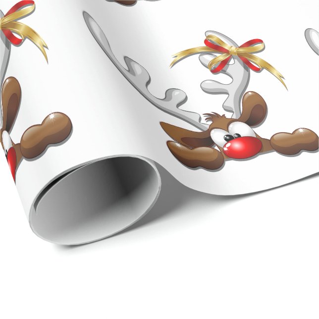 Reindeer Puzzled Funny Christmas Character Wrapping Paper (Roll Corner)