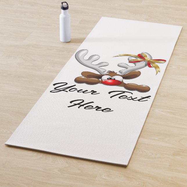 Reindeer Puzzled Funny Christmas Character Yoga Mat (In Situ)