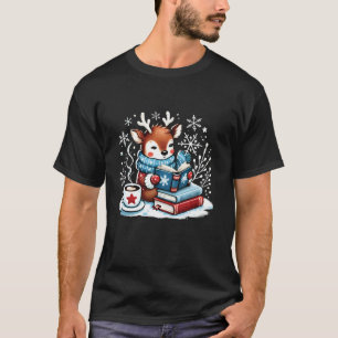 Reindeer Reading Book Lovers Christmas Bookworm Li T-Shirt