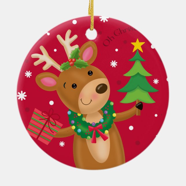 Reindeer Ready Ceramic Ornament (Back)