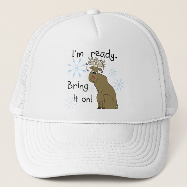 Reindeer Ready for Christmas Tshirts and Gifts Trucker Hat (Front)