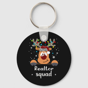 Reindeer Realtor Squad Christmas School Matching Key Ring