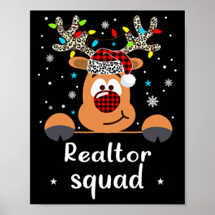 Reindeer Realtor Squad Christmas School Matching Poster