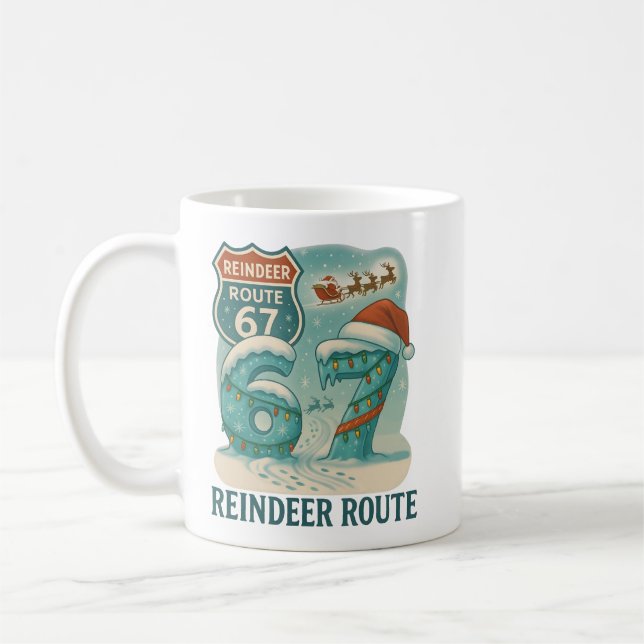 Reindeer Route 67 Christmas Mug (Left)