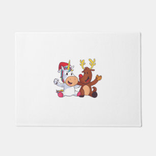 Reindeer Rudolph Christmas Ren Red Nosed Unicorn G Doormat