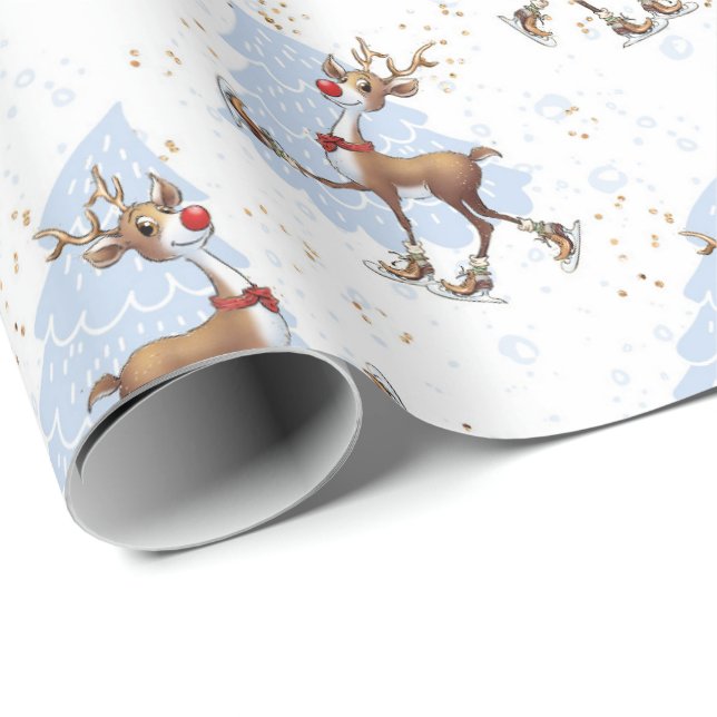 Reindeer Rudolph Christmas  Wrapping Paper (Roll Corner)