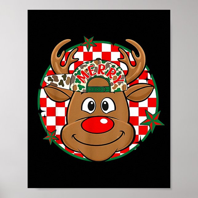 Reindeer Rudolph Merry Christmas Xmas Holiday Boys Poster (Front)