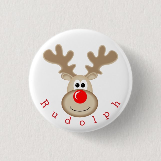 Reindeer Rudolph red nose 3 Cm Round Badge (Front)