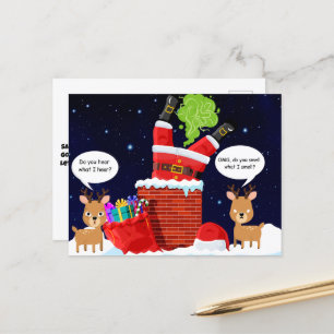 Reindeer’s Smelly Christmas Funny Cartoon Holiday Postcard