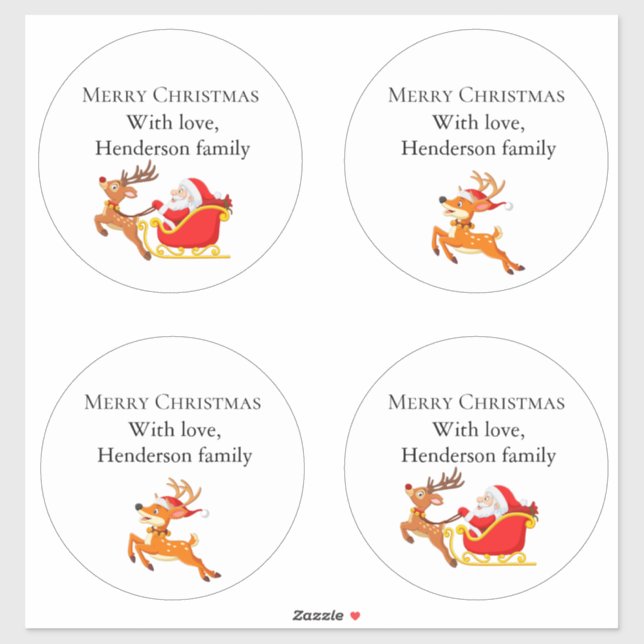 Reindeer Santa Claus Custom-Cut Vinyl Sticker (Sheet)