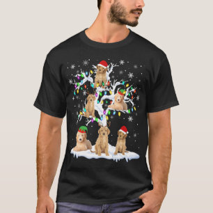 Reindeer Santa ELF Goldendoodle On Christmas Tree  T-Shirt