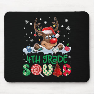 Reindeer Santa Hat 4th Grade Squad Teacher Christm Mouse Pad