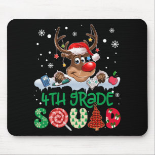 Reindeer Santa Hat 4th Grade Squad Teacher Christm Mouse Pad