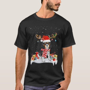 Reindeer Santa Hat Cavalier King Charles Spaniel C T-Shirt
