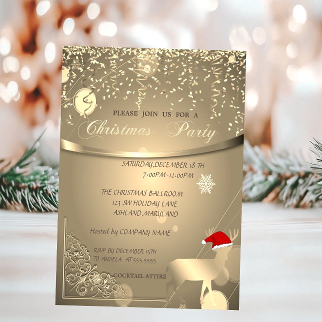 Reindeer,Santa Hat,Confetti CompanyChristmas Party Invitation (Creator Uploaded)